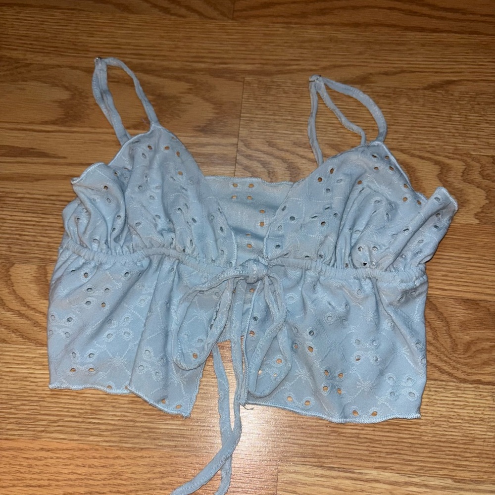 Light Blue Eyelet Women's Top